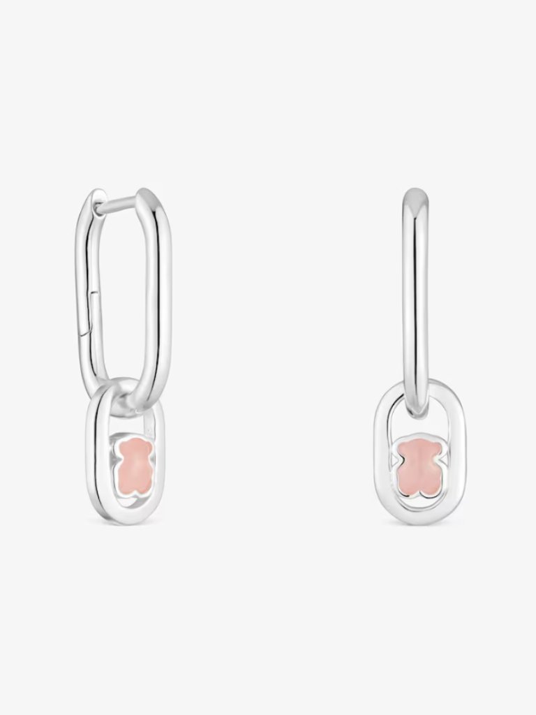 Tous Silver Hoop Earrings With Quartz Tous Camille